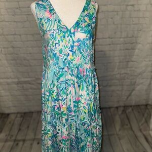 Lilly Pulitzer Tropical Print Sleeveless Dress